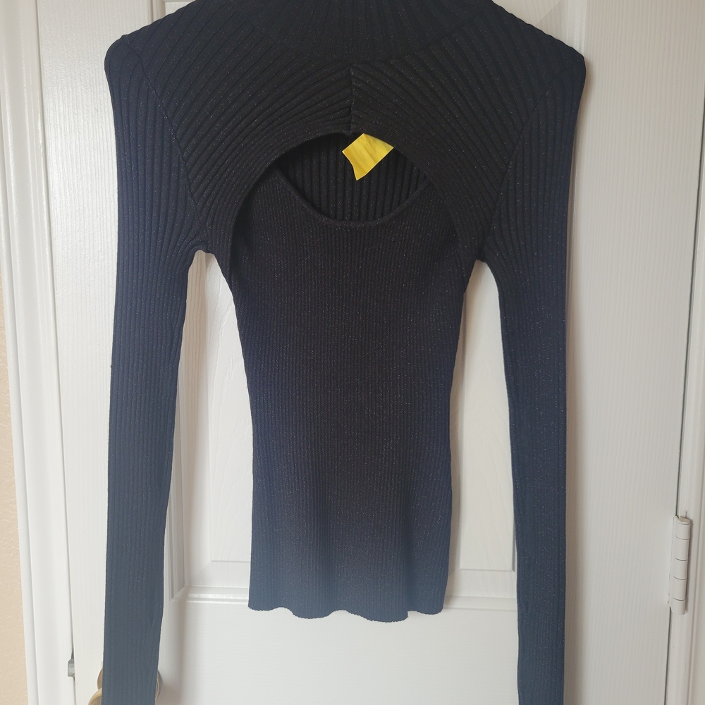 Pink Rose Midnight Ribbed Knit Top